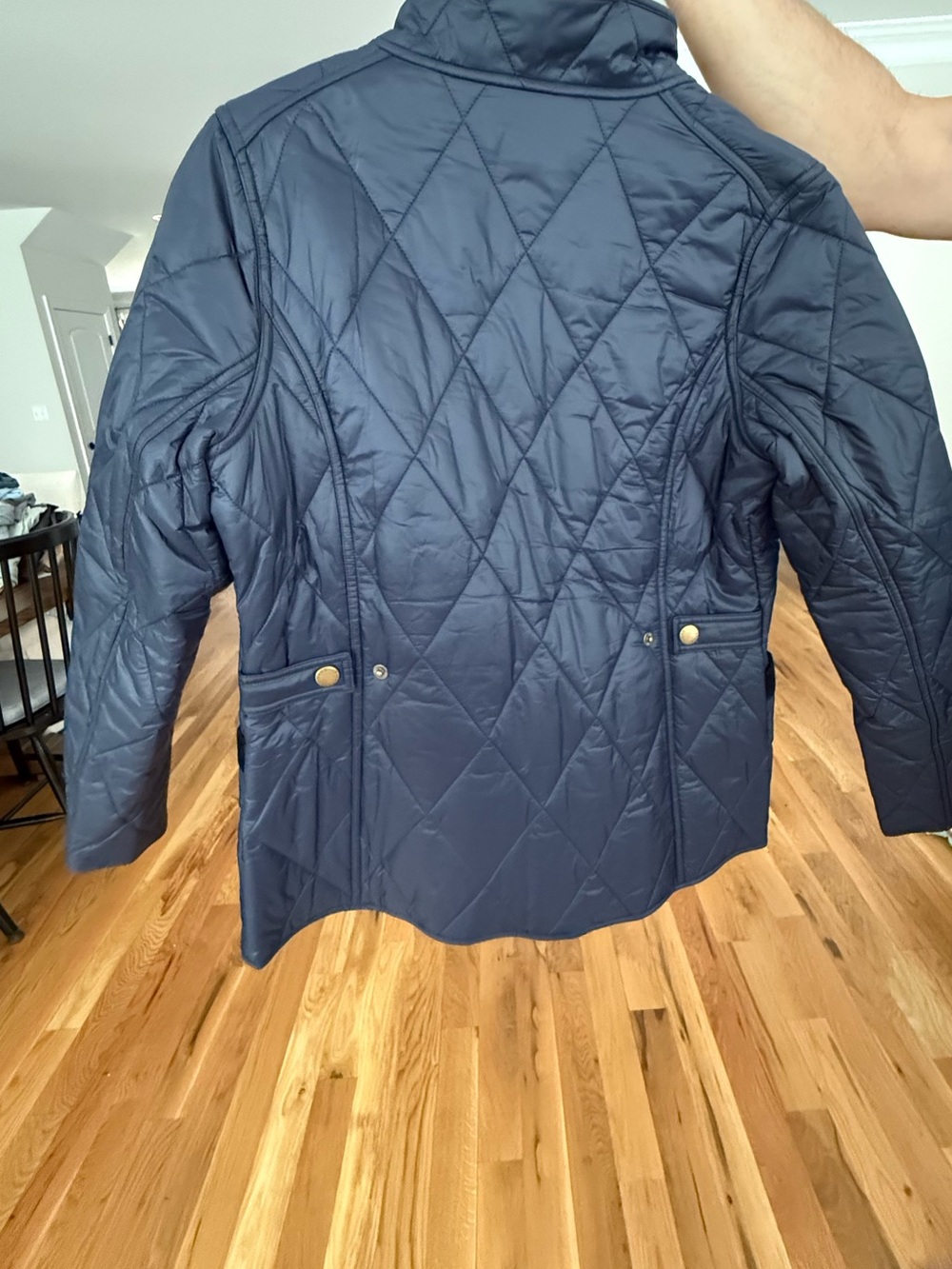 This Barbour × Orvis Hubbard quilted jacket navy w/classic plaid NWOT SZ 8 - Picture 5 of 10